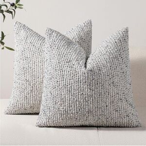 Throw Pillow Covers 18x18 (Set of 2) Blue Textured Boho Chic Farmhouse